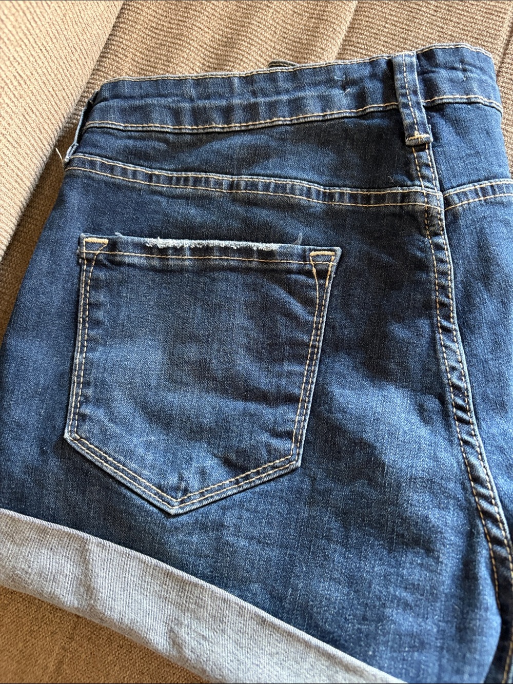 KanCan Dark Blue Rolled-Hem Denim Shorts - Picture 2 of 3
